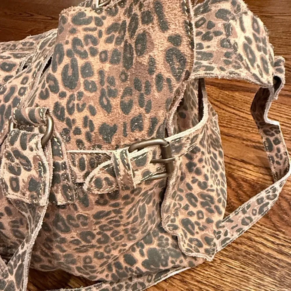 Free People Wild Thing Leather Leopard Tote